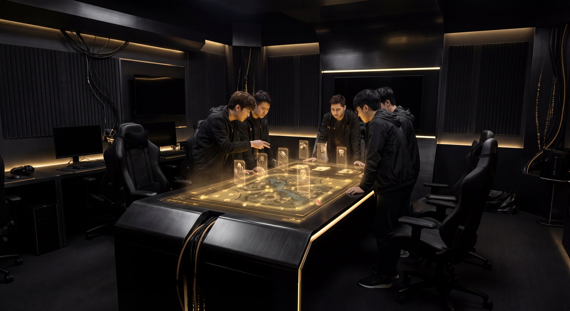 Strategic Dota 2 draft board with glowing gold accents