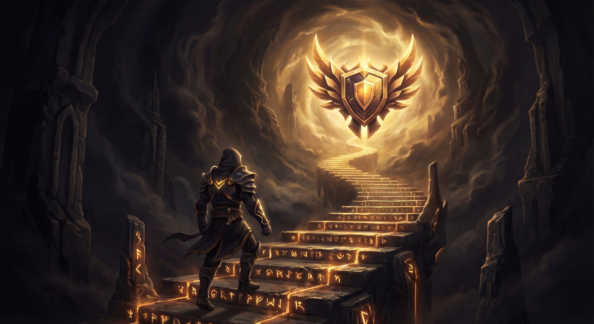 Immortal rank style Dota 2 scene with gold and black cinematic look
