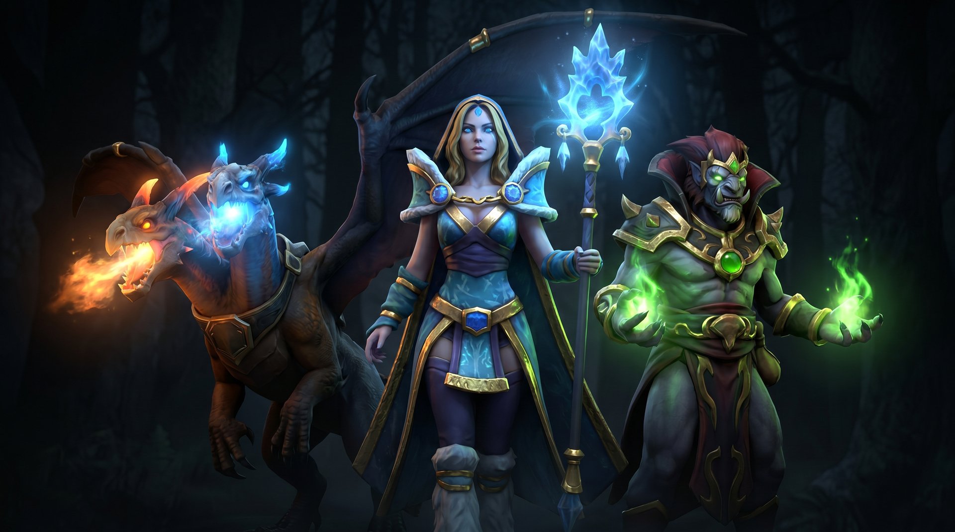 Dota 2 Support heroes Crystal Maiden Jakiro Lion