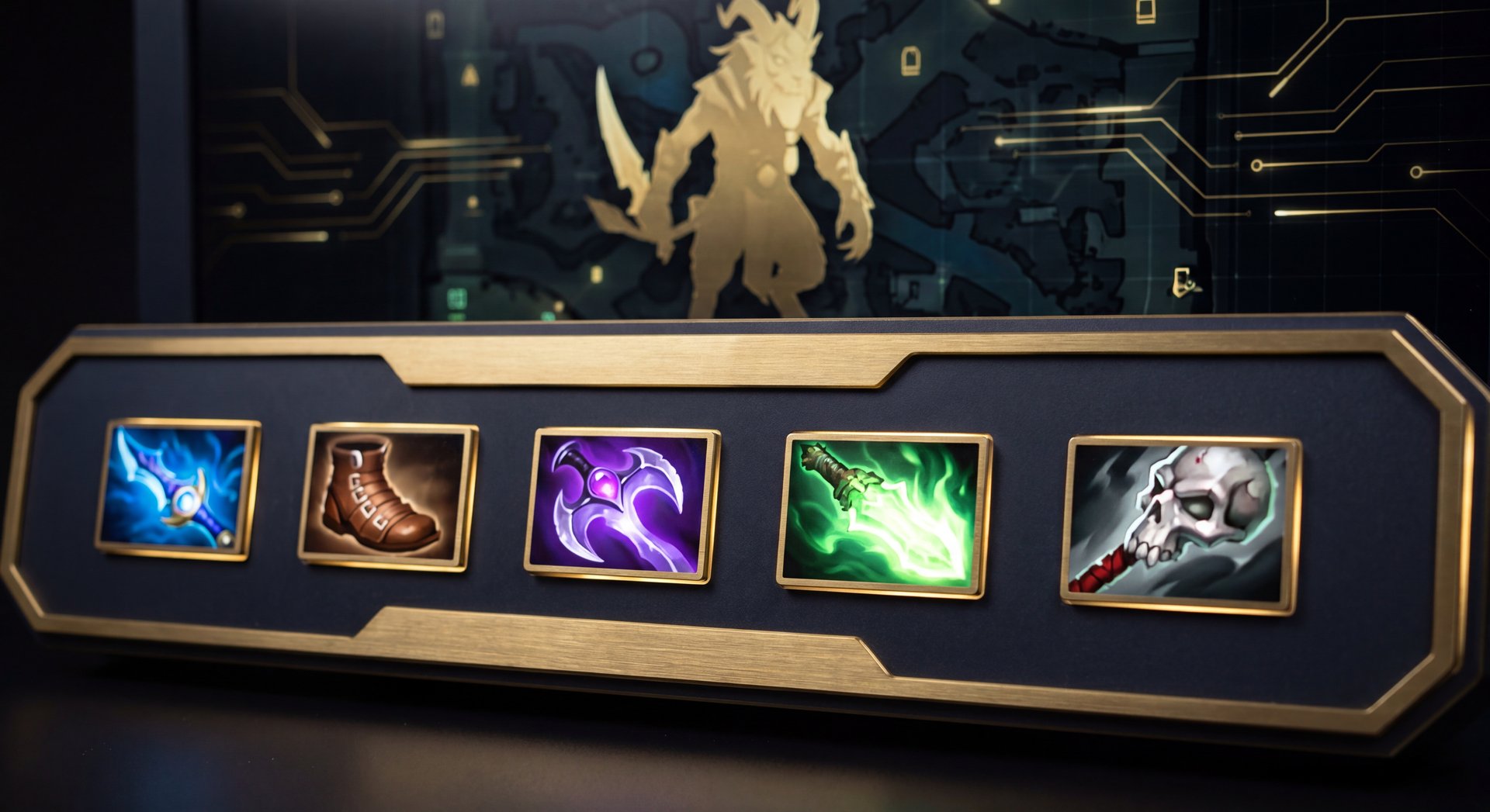 Riki item progression on dark background