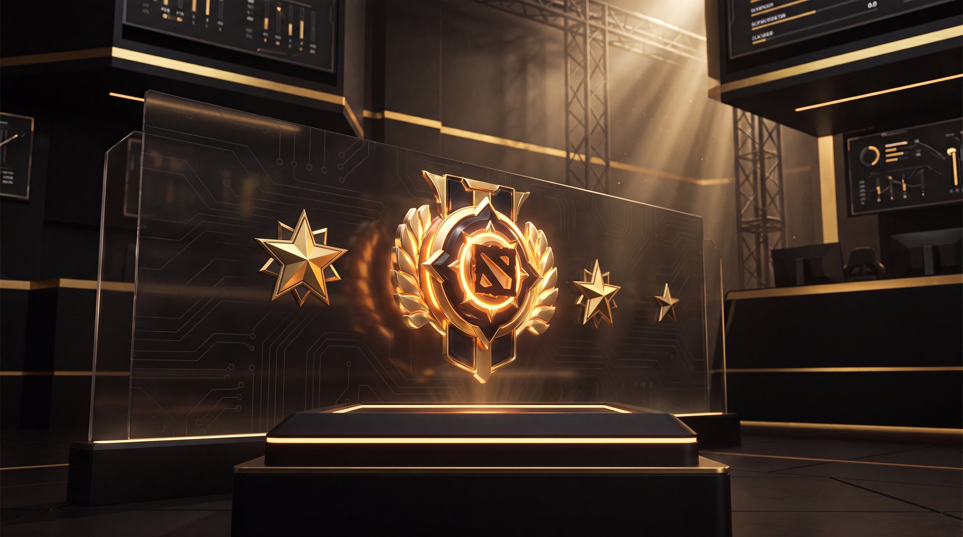 Dota 2 Guardian rank badge with gold accent on dark background
