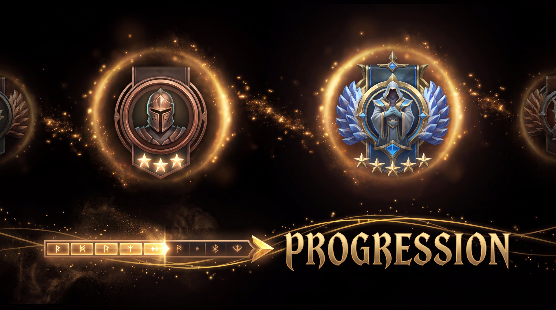 Dota 2 rank medals from Crusader to Archon showing MMR progression on dark background