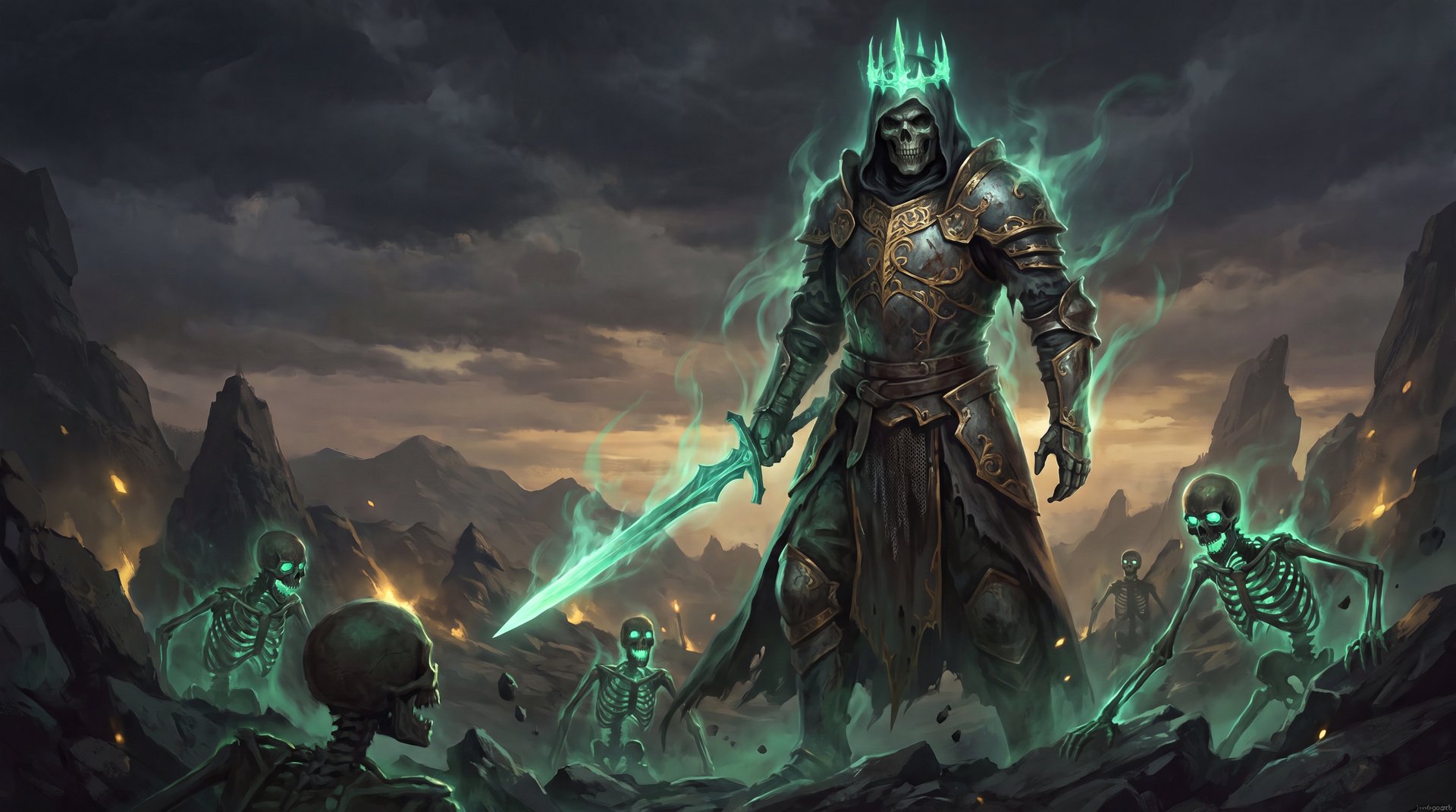Wraith King Dota 2 skeletal ghost king warrior dark fantasy featured art
