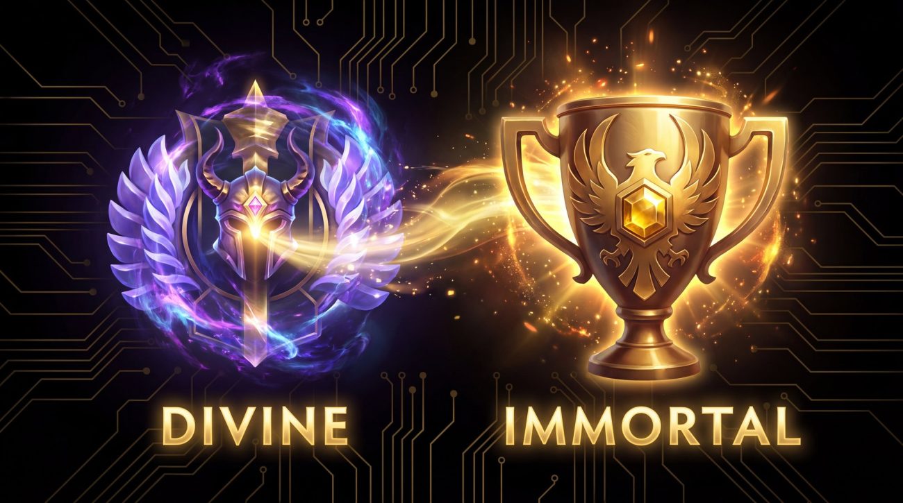 Dota 2 Divine to Immortal MMR boost rank progression medals cinematic
