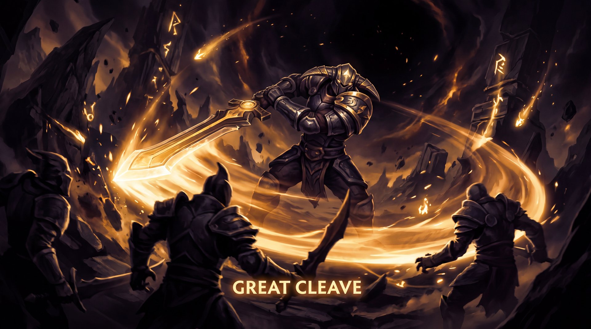 Sven Dota 2 teamfight cleave multiple enemies falling cinematic gold black