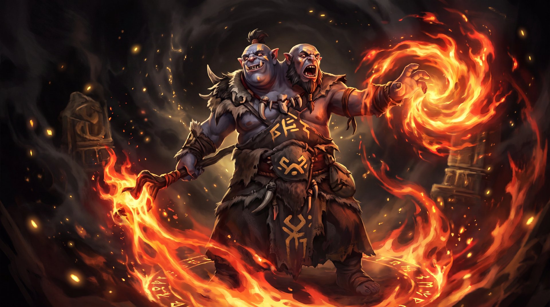 Ogre Magi Dota 2 hero featured art cinematic fire magic