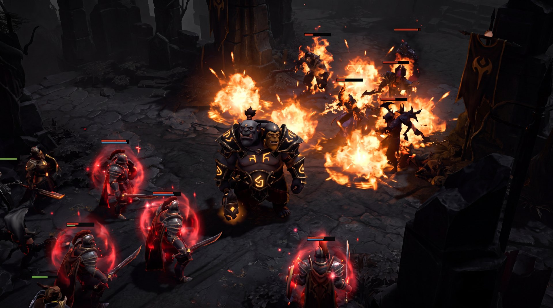 Ogre Magi teamfight using Multicast Fireblast in mid game Dota 2