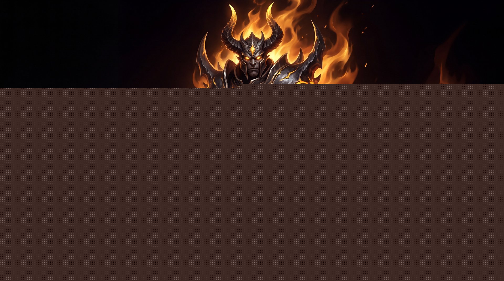 Doom Lucifer Dota 2 hero standing in flames dark cinematic portrait
