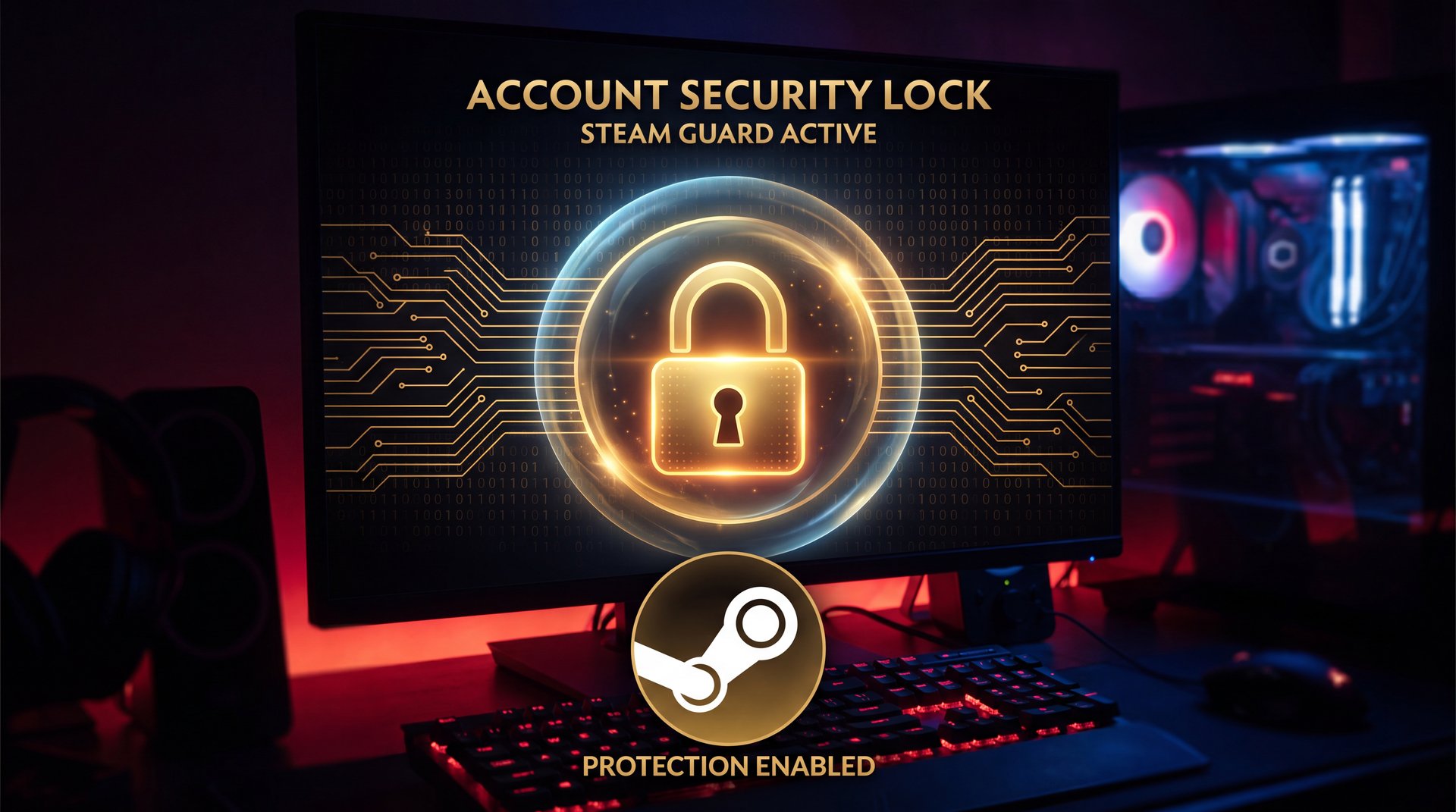 Dota 2 account security settings interface with Steam Guard activation screen