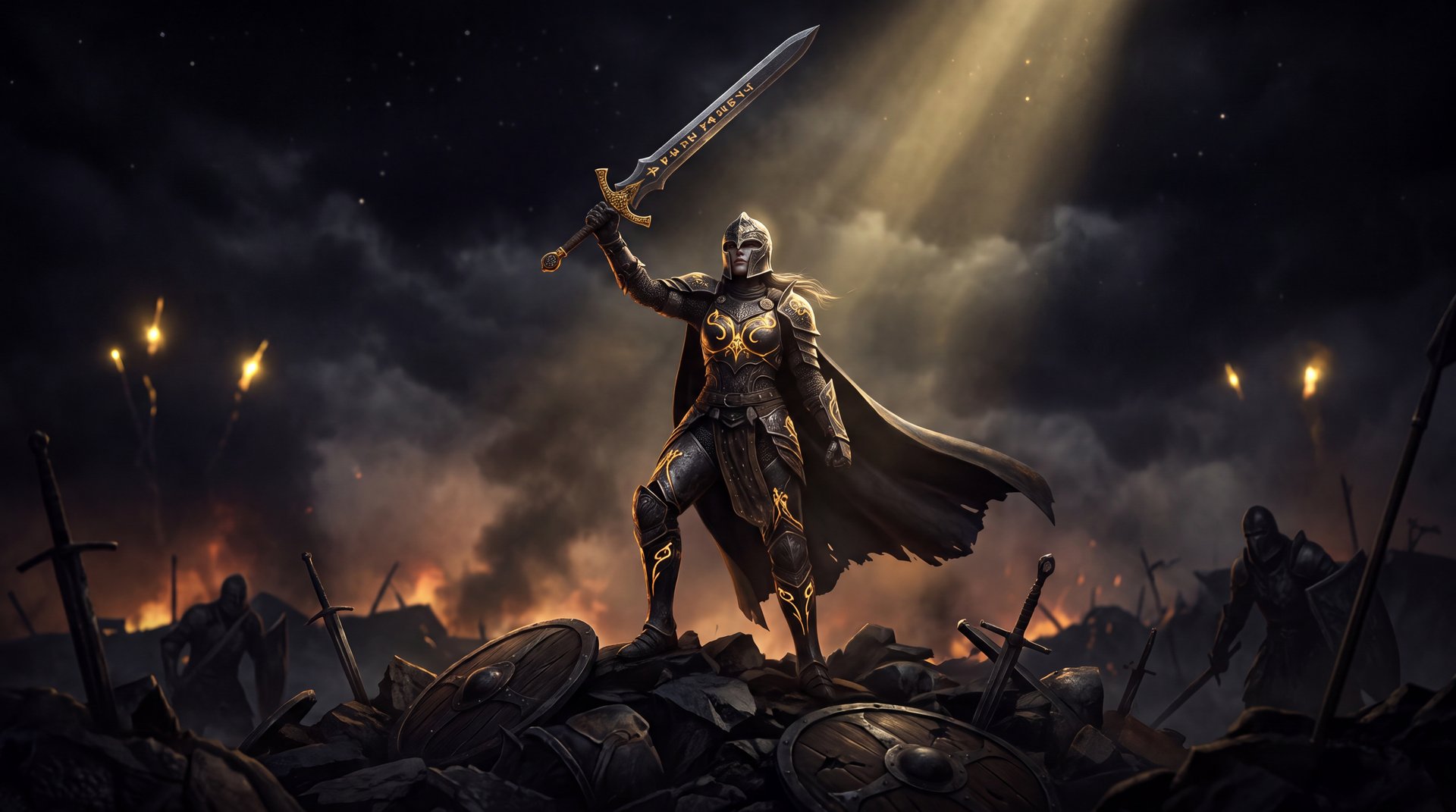 Legion Commander Dota 2 featured hero art gold black cinematic warrior