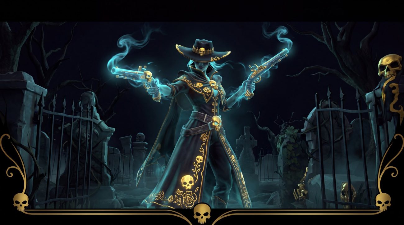 Muerta Dota 2 hero gunslinger pose dark graveyard featured image
