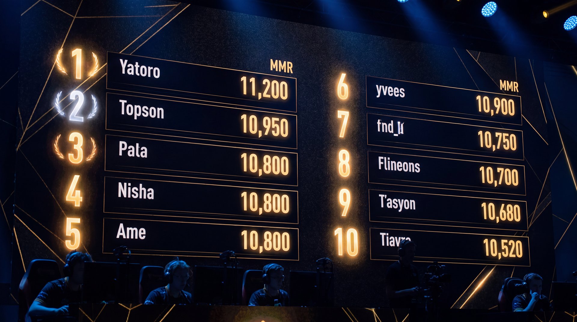 Dota 2 Immortal leaderboard showing top ranked players with MMR scores