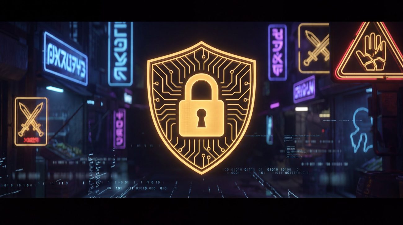 Dota 2 account security shield and gold padlock digital protection
