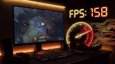 Dota 2 FPS optimization guide - gaming PC monitor showing high frame rate performance metrics