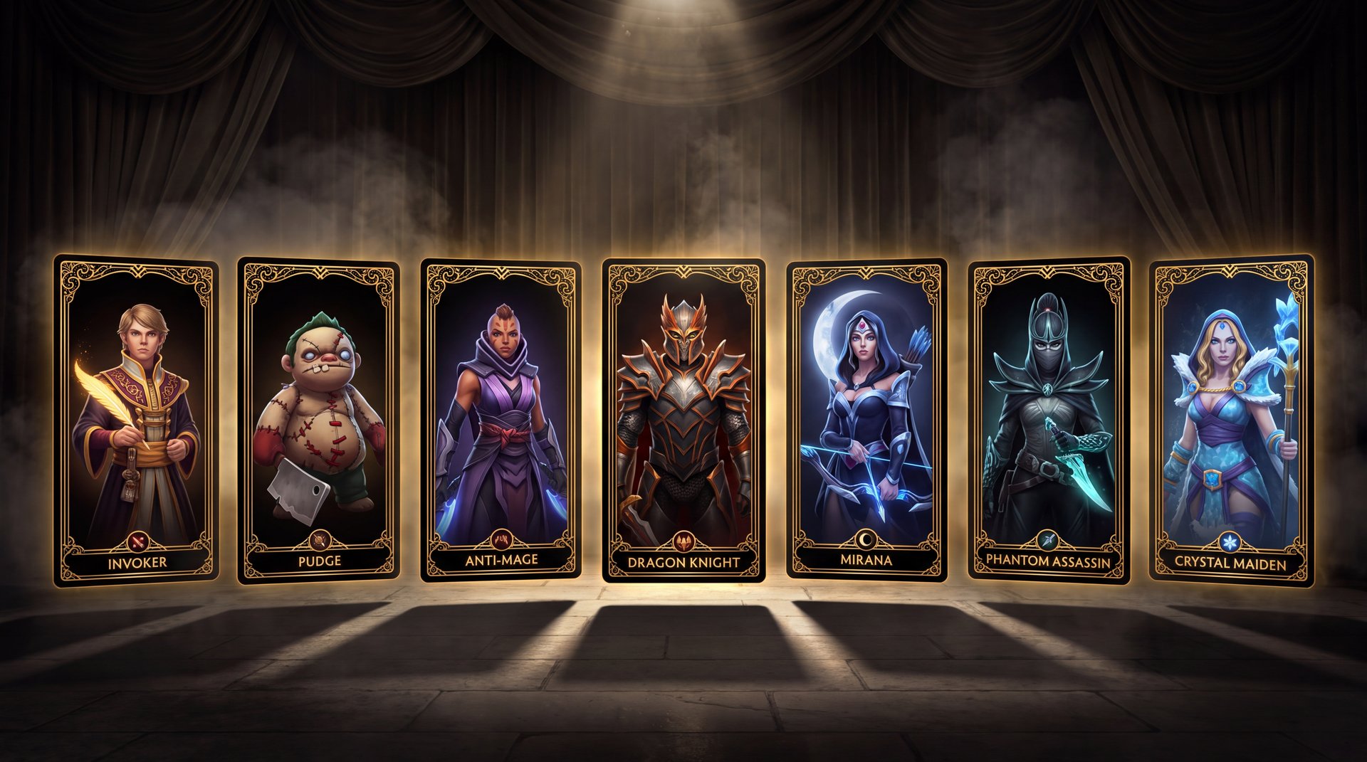 Dota 2 all personas hero showcase cinematic gold black