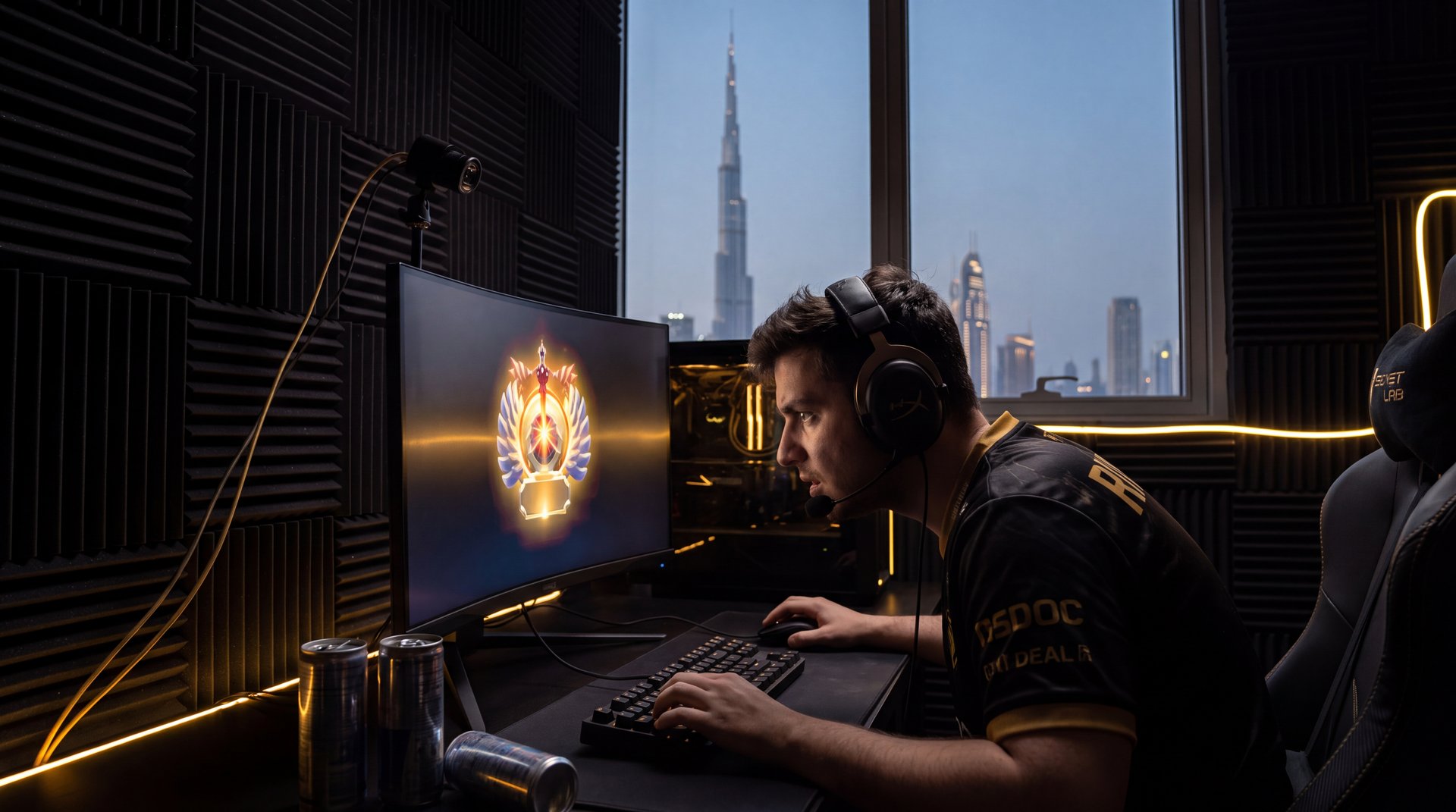 Iranian Dota 2 player gaming setup showing high MMR immortal ranked gameplay in competitive environment