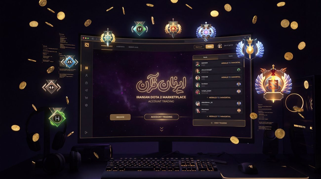 Dota 2 account trading market Iran rank medals gold dark cinematic