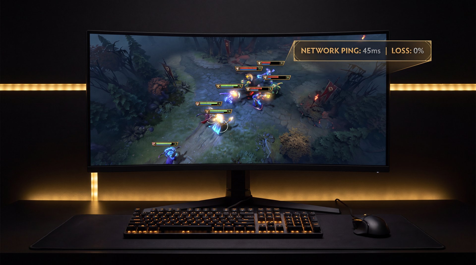 Dota 2 camera settings and network information display showing ping and FPS overlay options