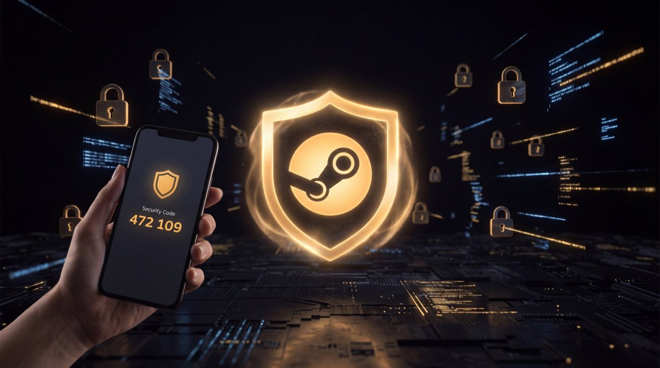 Dota 2 Steam account transfer security guide with Steam Guard shield concept