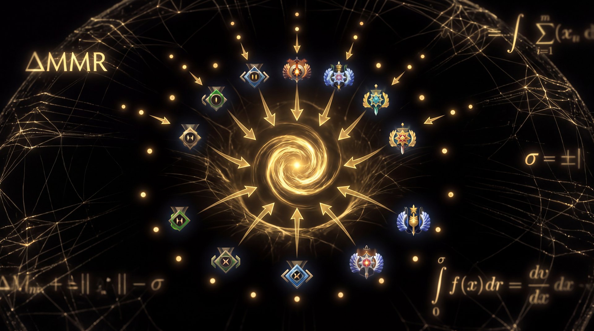 Dota 2 seasonal MMR soft reset compression diagram gold and black