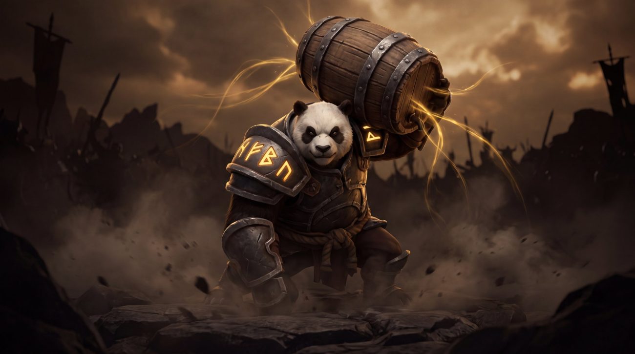 Brewmaster Dota 2 hero panda warrior featured cinematic gold black