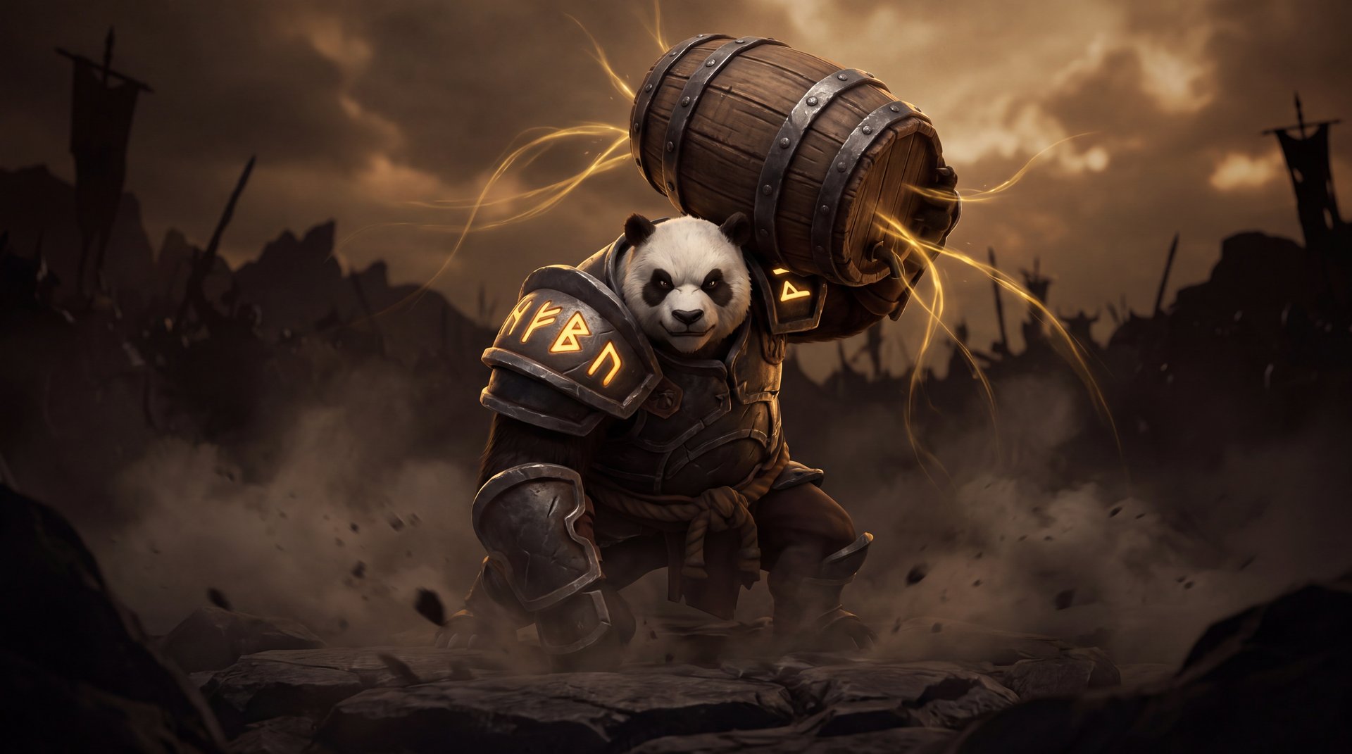 Brewmaster Dota 2 hero panda warrior featured cinematic gold black
