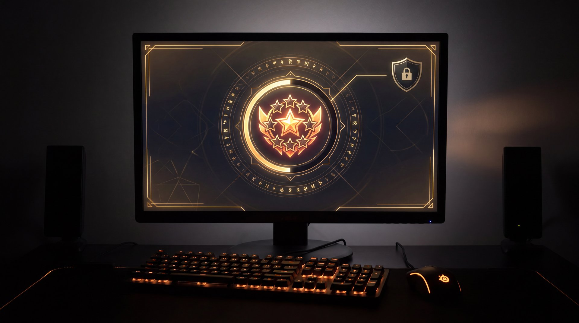 Dota 2 calibration process visualization with rank medals on dark gold background