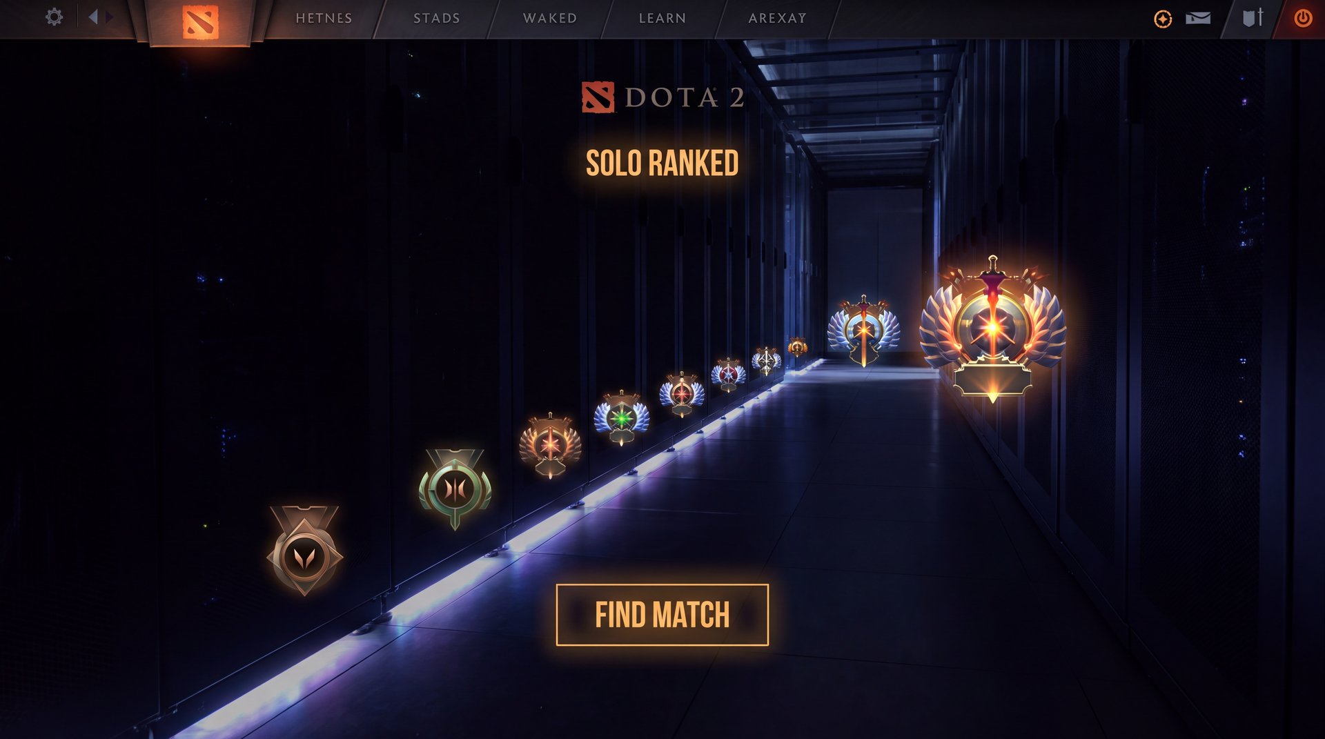 Dota 2 solo ranked queue matchmaking interface showing balanced team composition