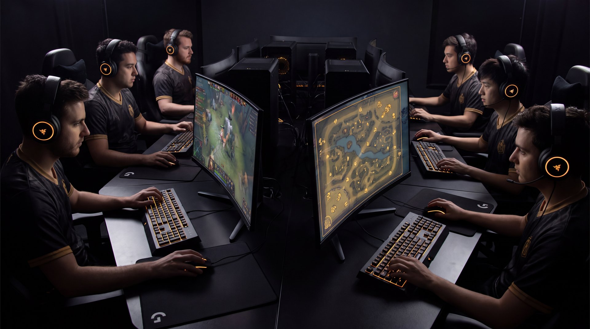Dota 2 party queue with five players forming a coordinated team ranked match