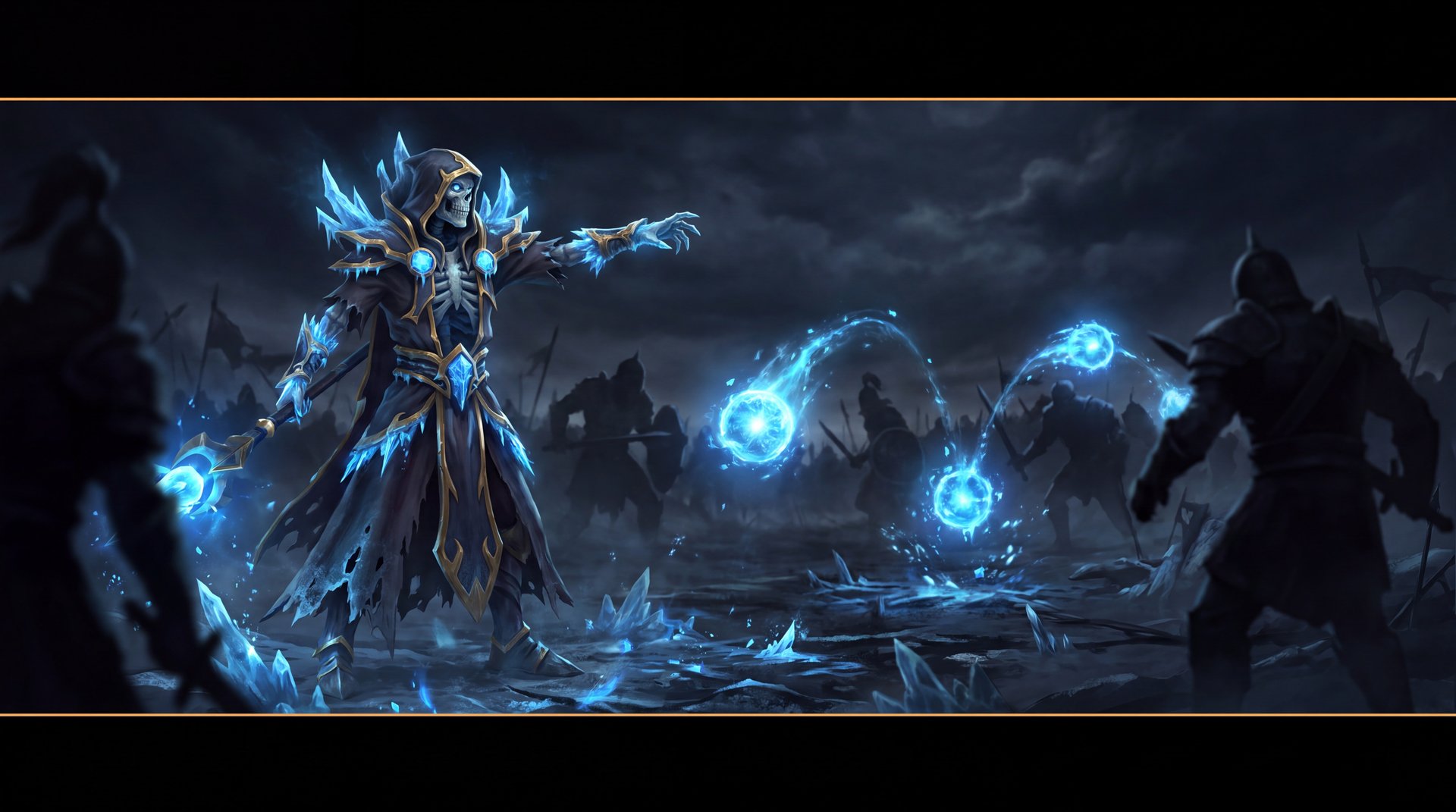 Lich hero from Dota 2 with Chain Frost ice magic cinematic