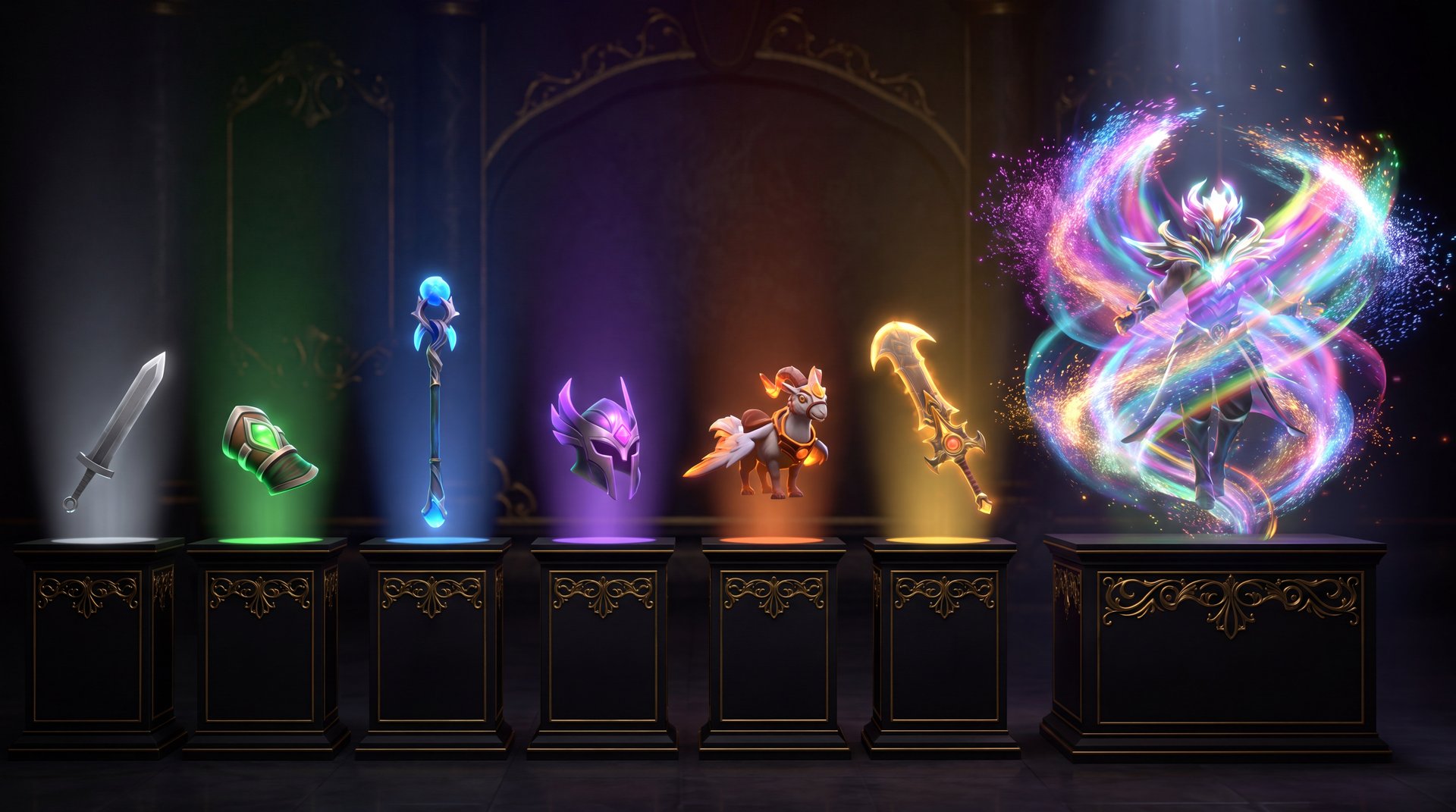 Dota 2 cosmetic items rarity guide from Common to Arcana gold accents dark background