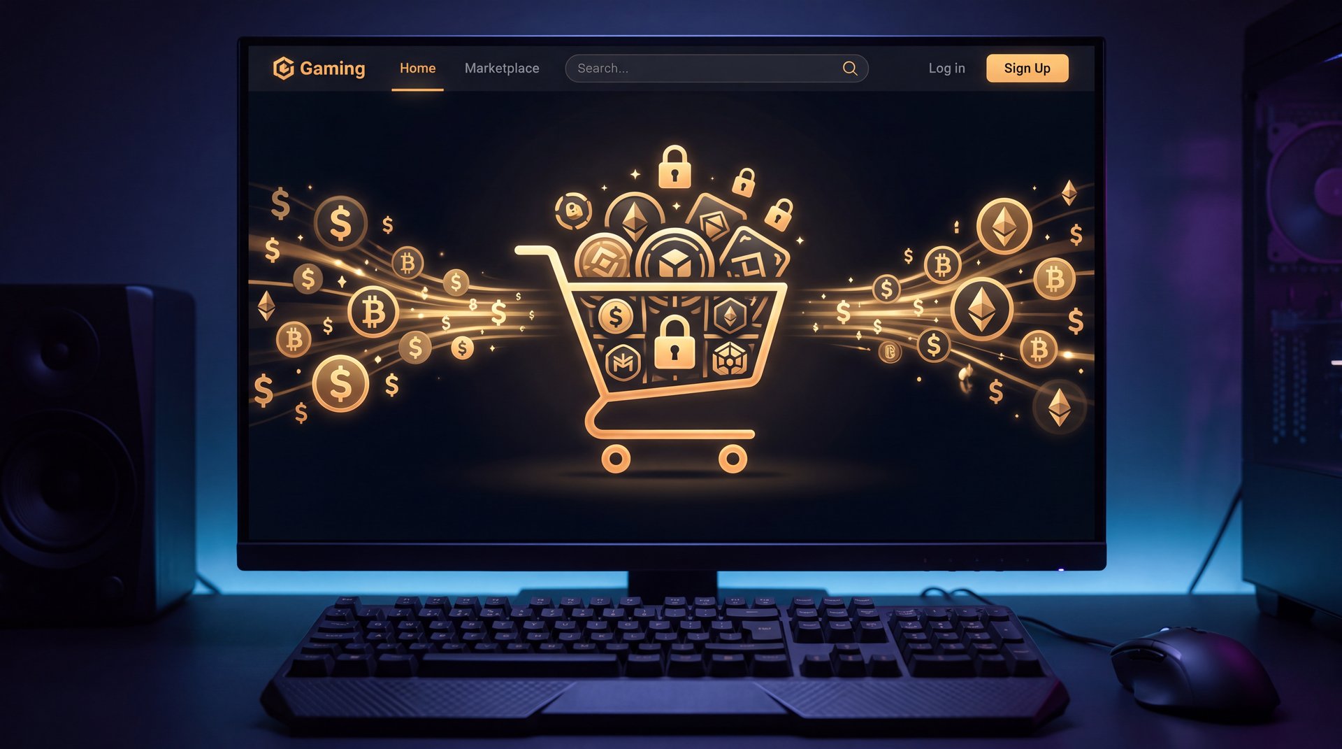 Iranian digital gaming marketplace Steam gift card transaction - cinematic dark aesthetic