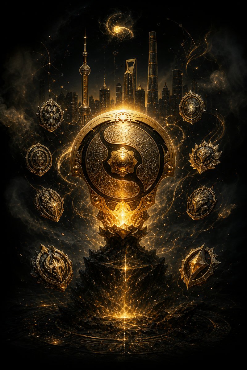 TI 2026 Compendium Battle Pass Aegis Champions Shanghai dark cinematic gold