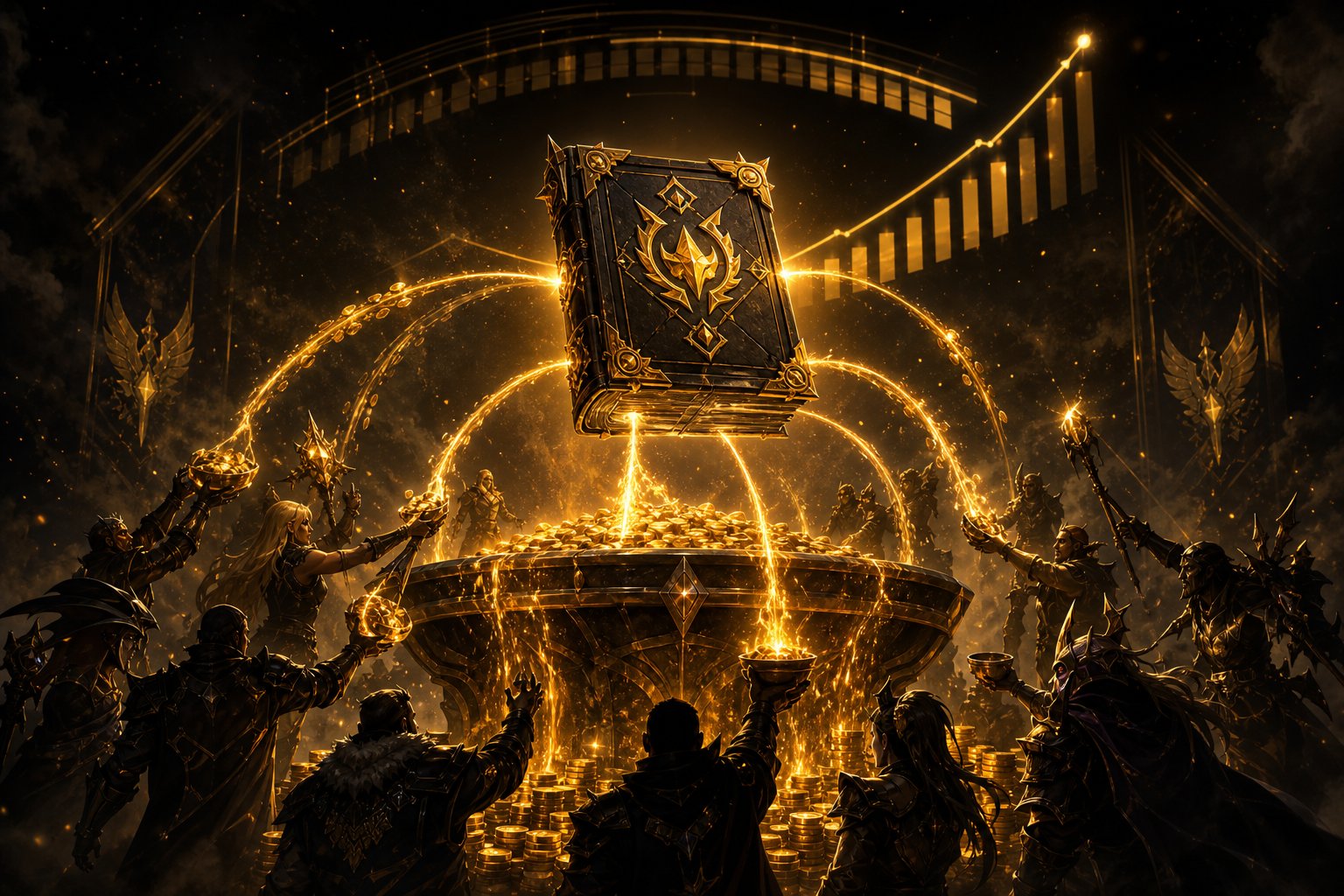 Dota 2 Battle Pass Compendium crowdfunding prize pool mechanism glowing book gold coins community