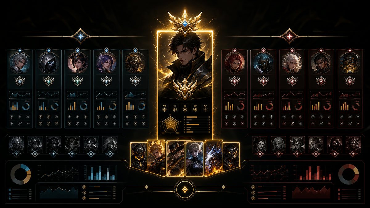 Dota 2 replay analysis screen showing hero items and farm path with gold accents