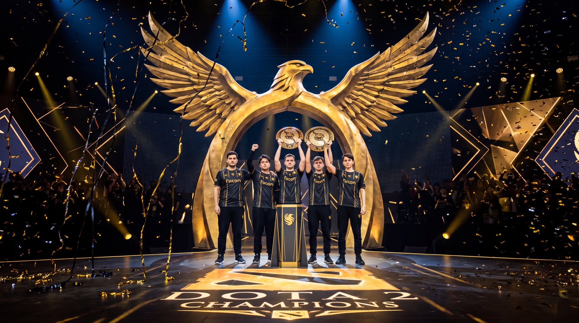Team Falcons defending champion back-to-back TI 2026 attempt golden trophy