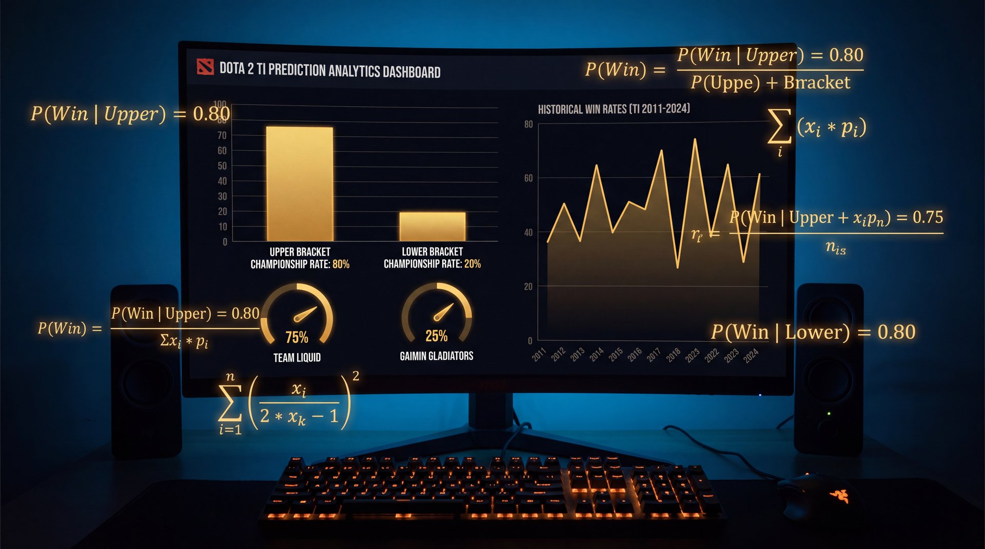 Dota 2 TI prediction statistics - upper bracket 80% win rate vs lower bracket 20%
