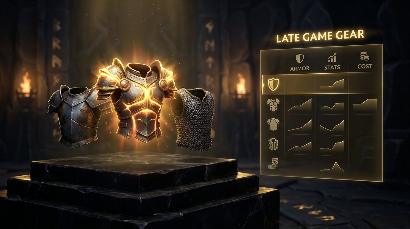 Dota 2 armor items comparison table showing EHP calculation and gold efficiency