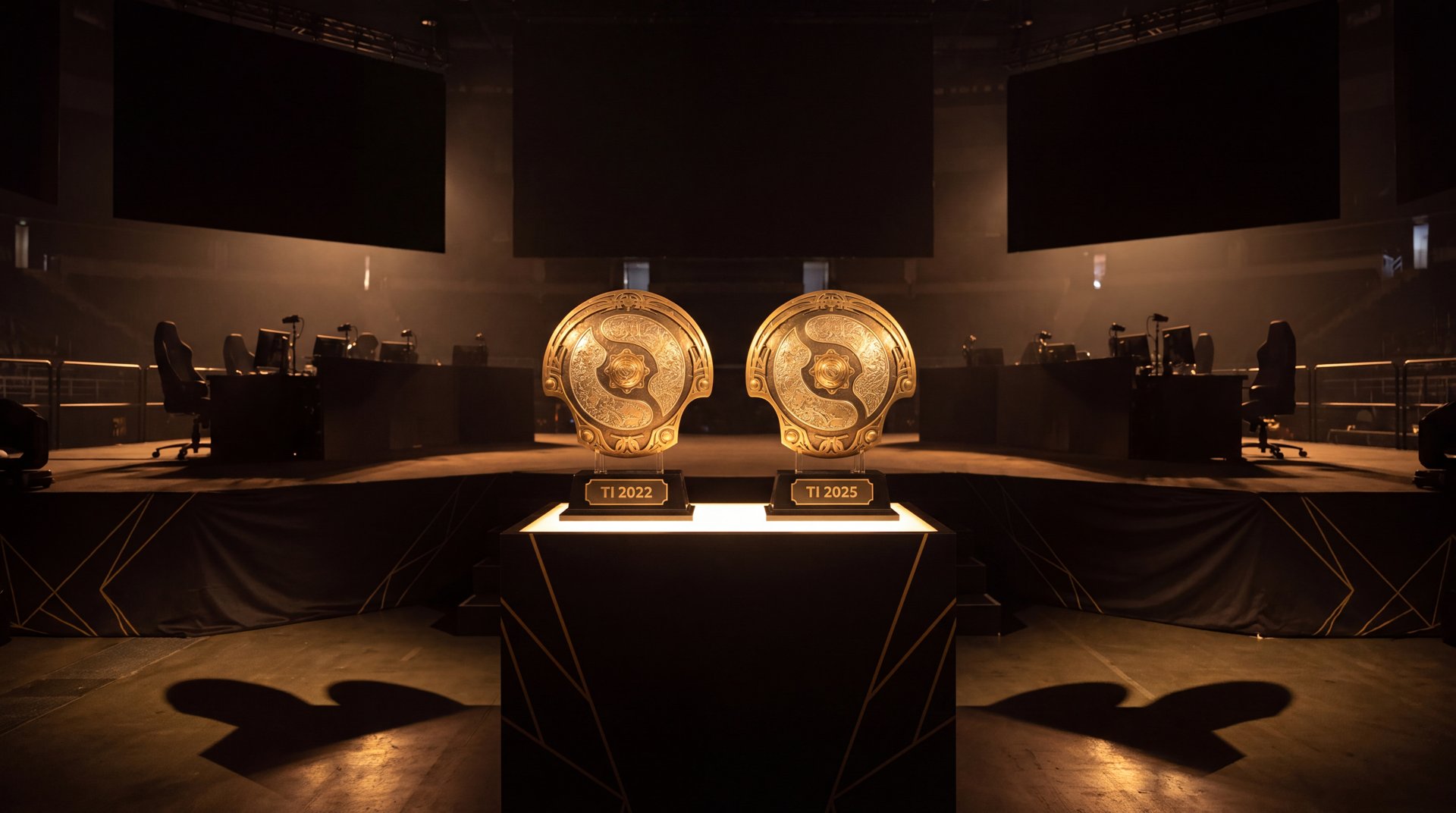 Dota 2 The International championship aegis trophies TI 2022 TI 2025 two champions concept