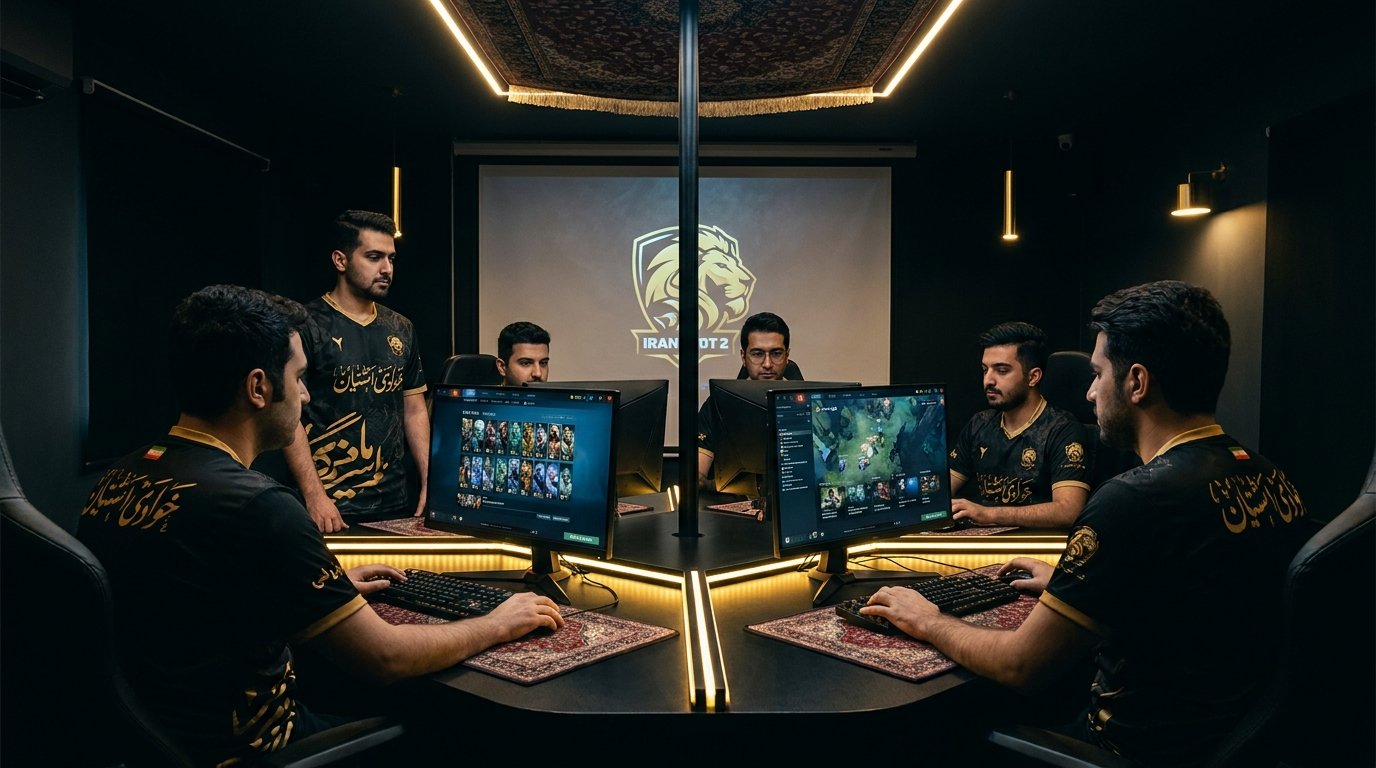 Iranian Dota 2 players in competitive gaming setup
