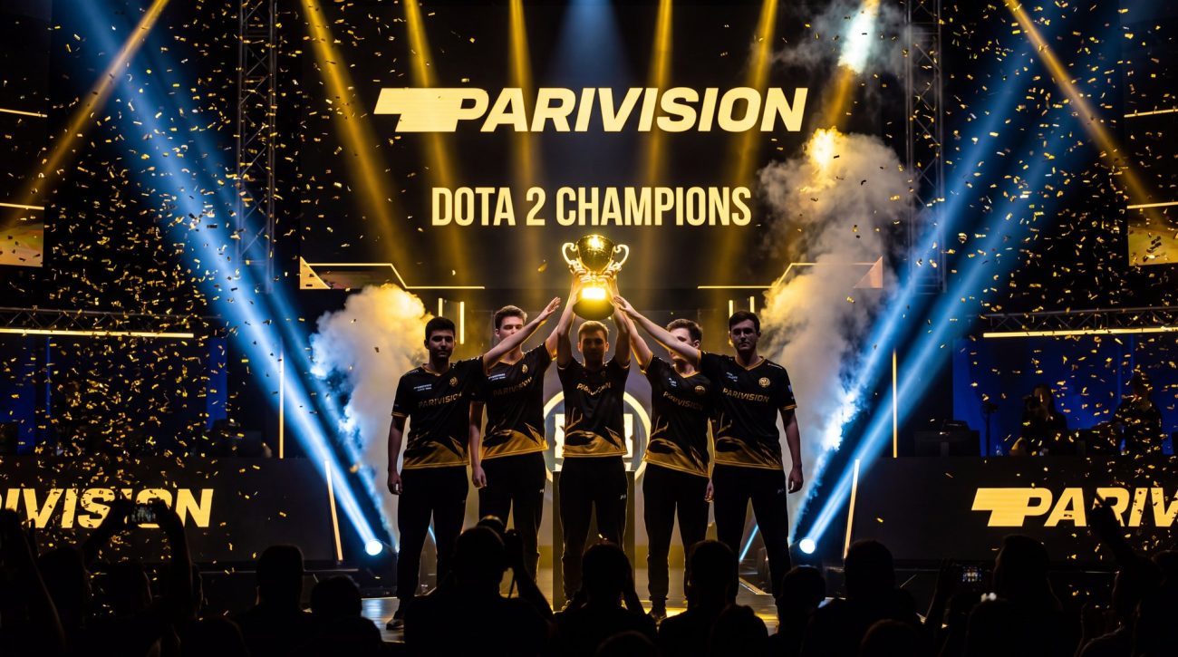 PARIVISION Dota 2 esports team championship celebration stage permanent contract