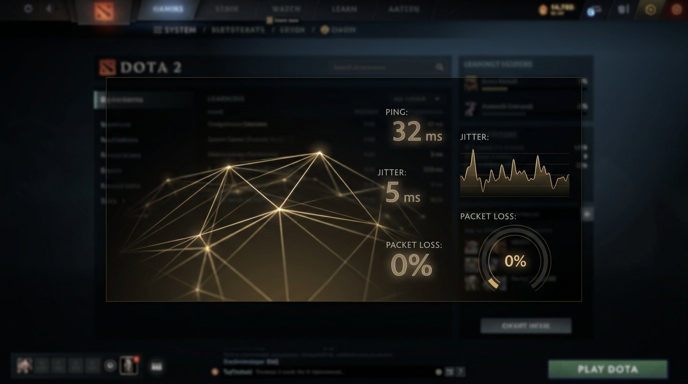 Dota 2 net graph ping jitter packet loss test Iran gaming