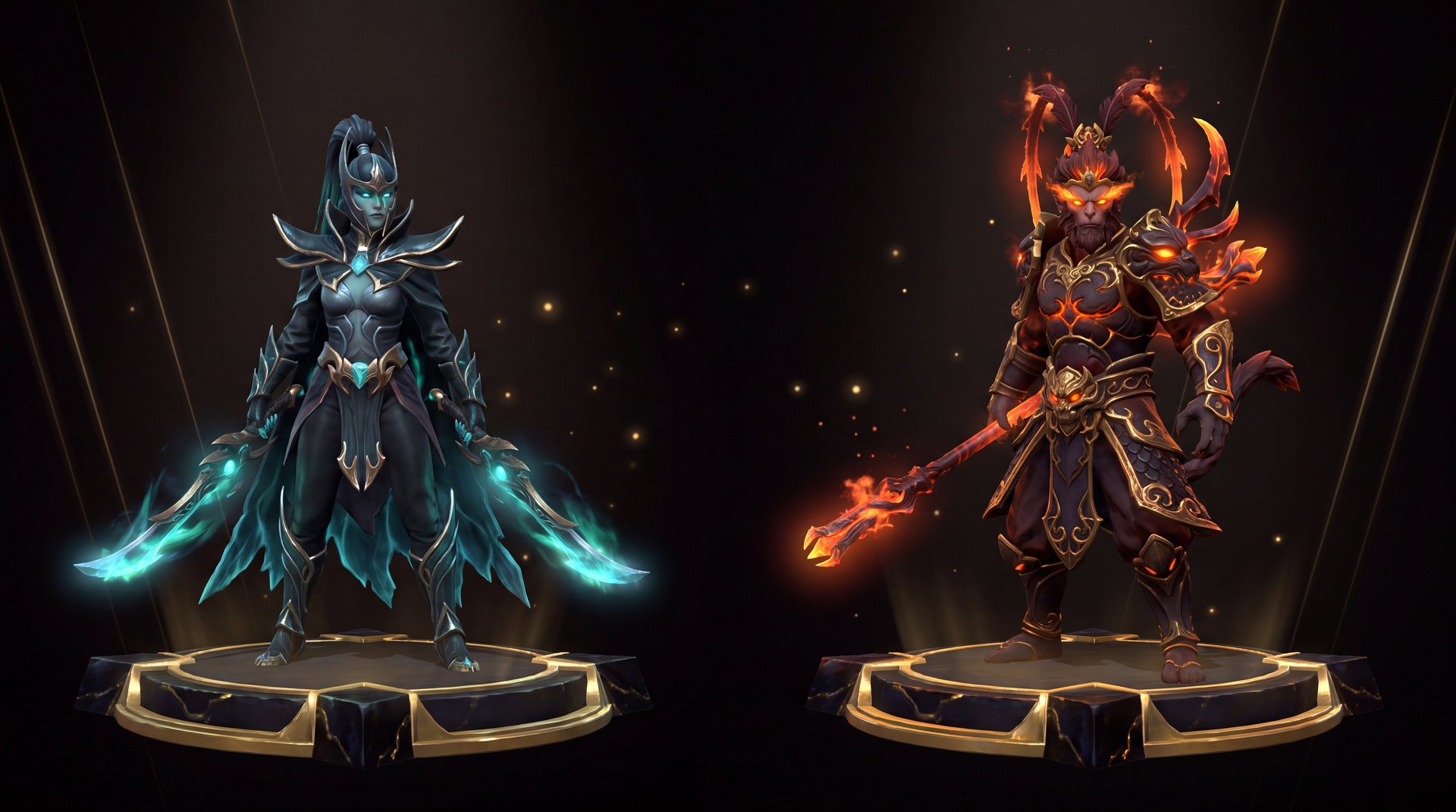 Dota 2 arcana items showcase gold and black cinematic style