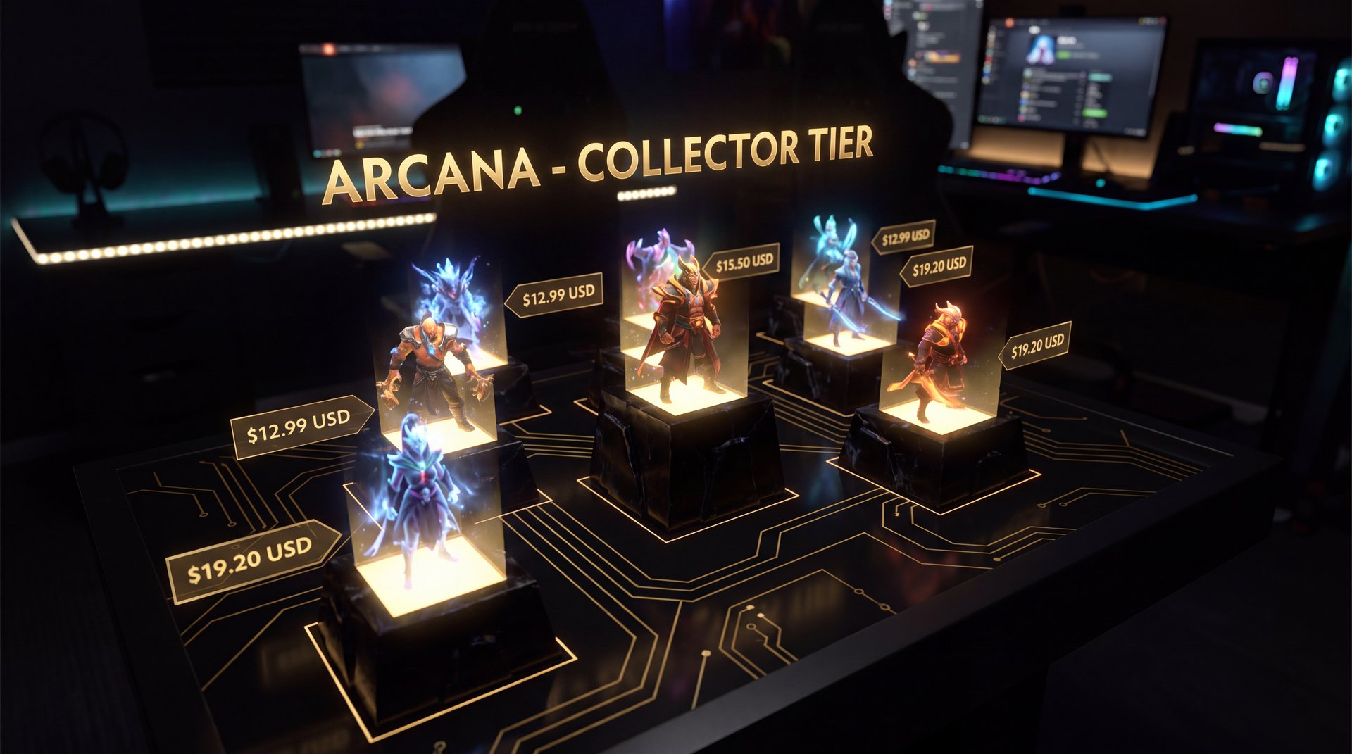 Dota 2 rare arcana collector items comparison gold black cinematic