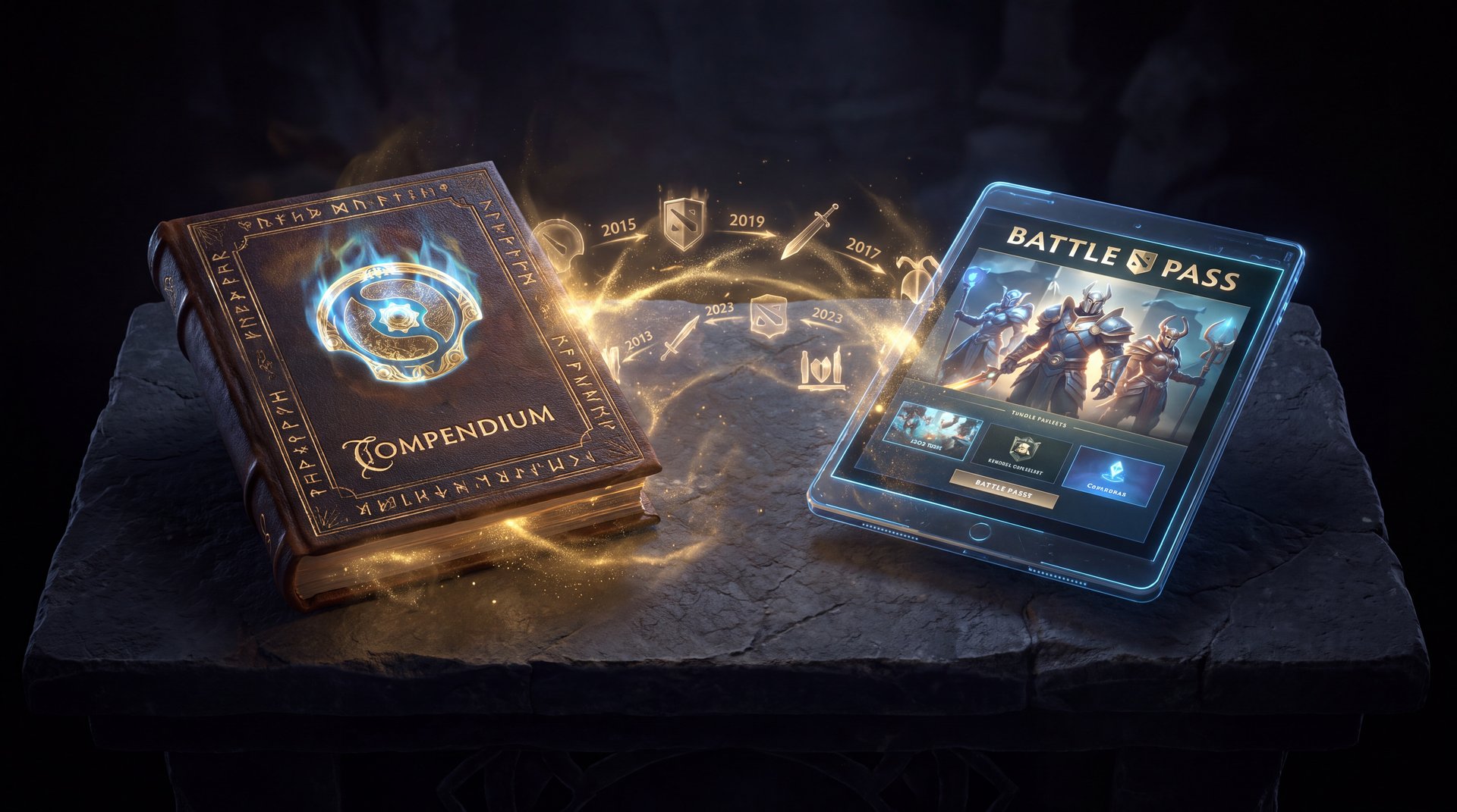 Dota 2 Battle Pass history timeline from Compendium 2013 to 2022