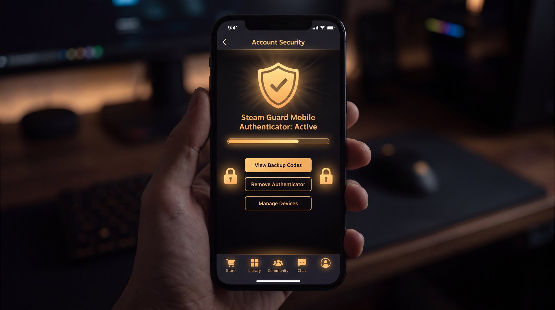 Steam Mobile app menu Guard settings account details change email