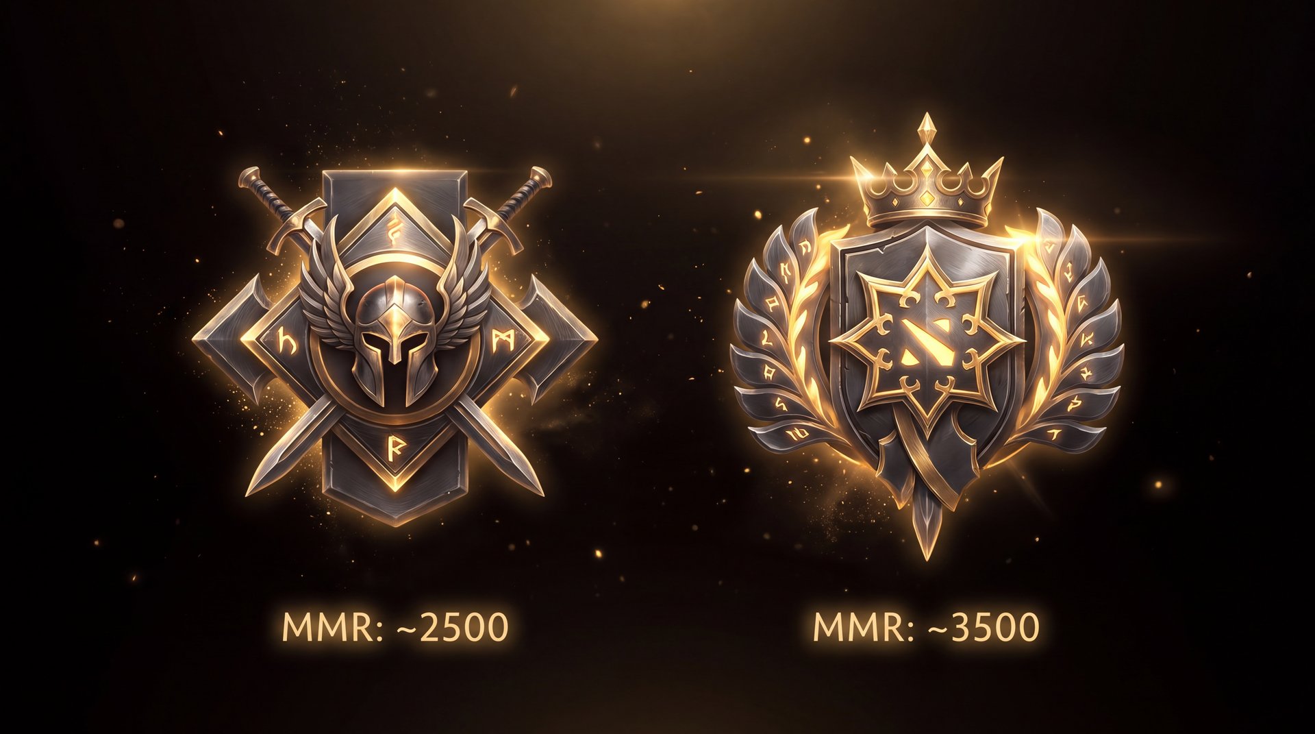 Dota 2 Crusader Archon rank badge medal MMR ranking ladder comparison