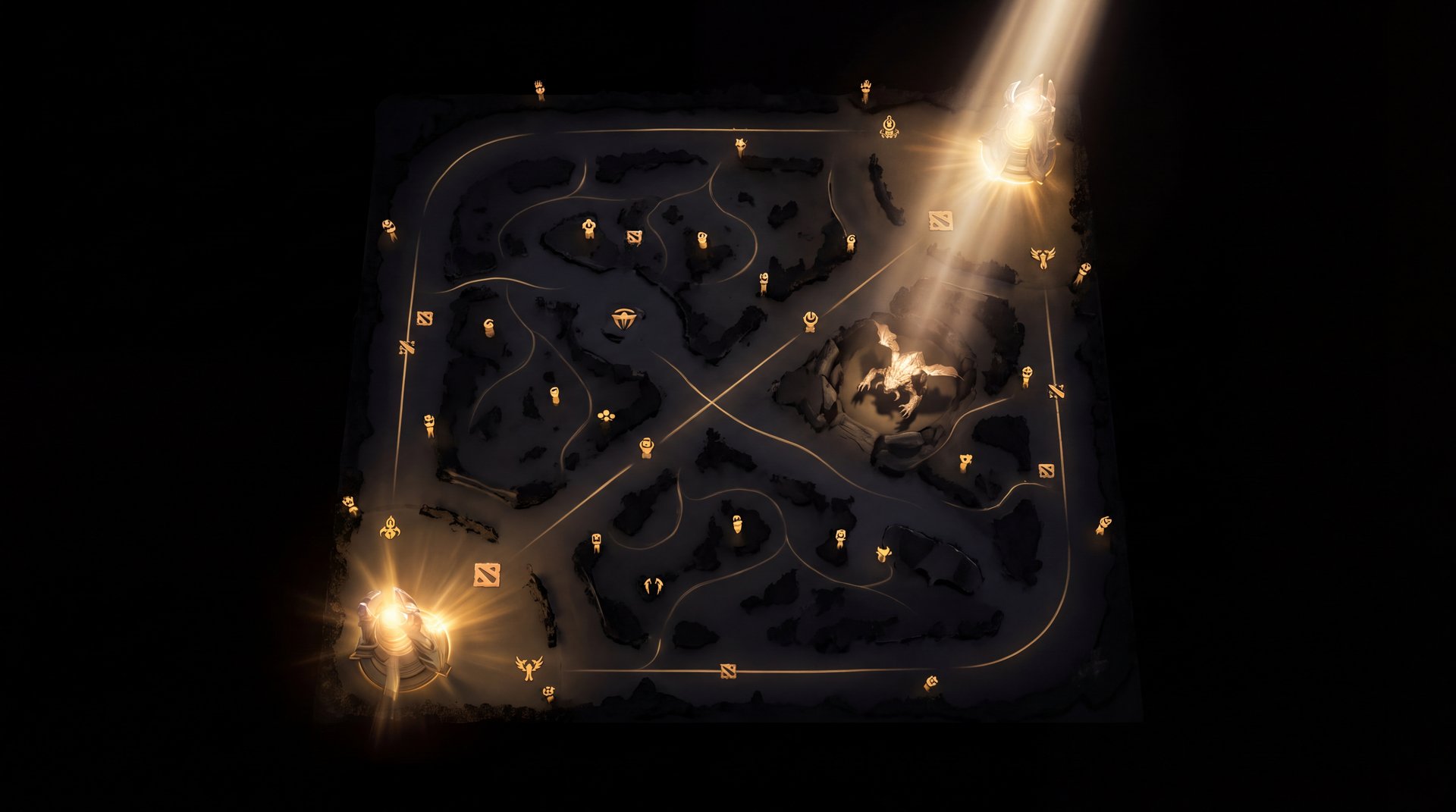 Dota 2 map objectives towers Roshan strategic gameplay ranked
