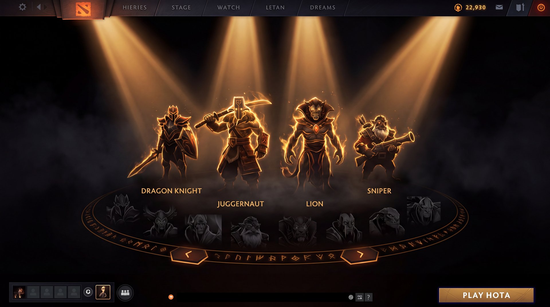 Best Dota 2 heroes for Guardian to Archon bracket hero lineup with golden glow
