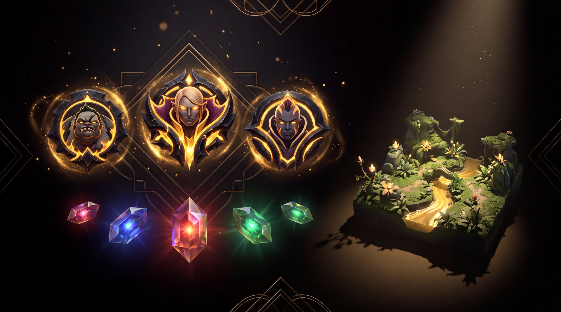 Dota Plus exclusive cosmetics terrain skin prismatic gem hero talent crest showcase